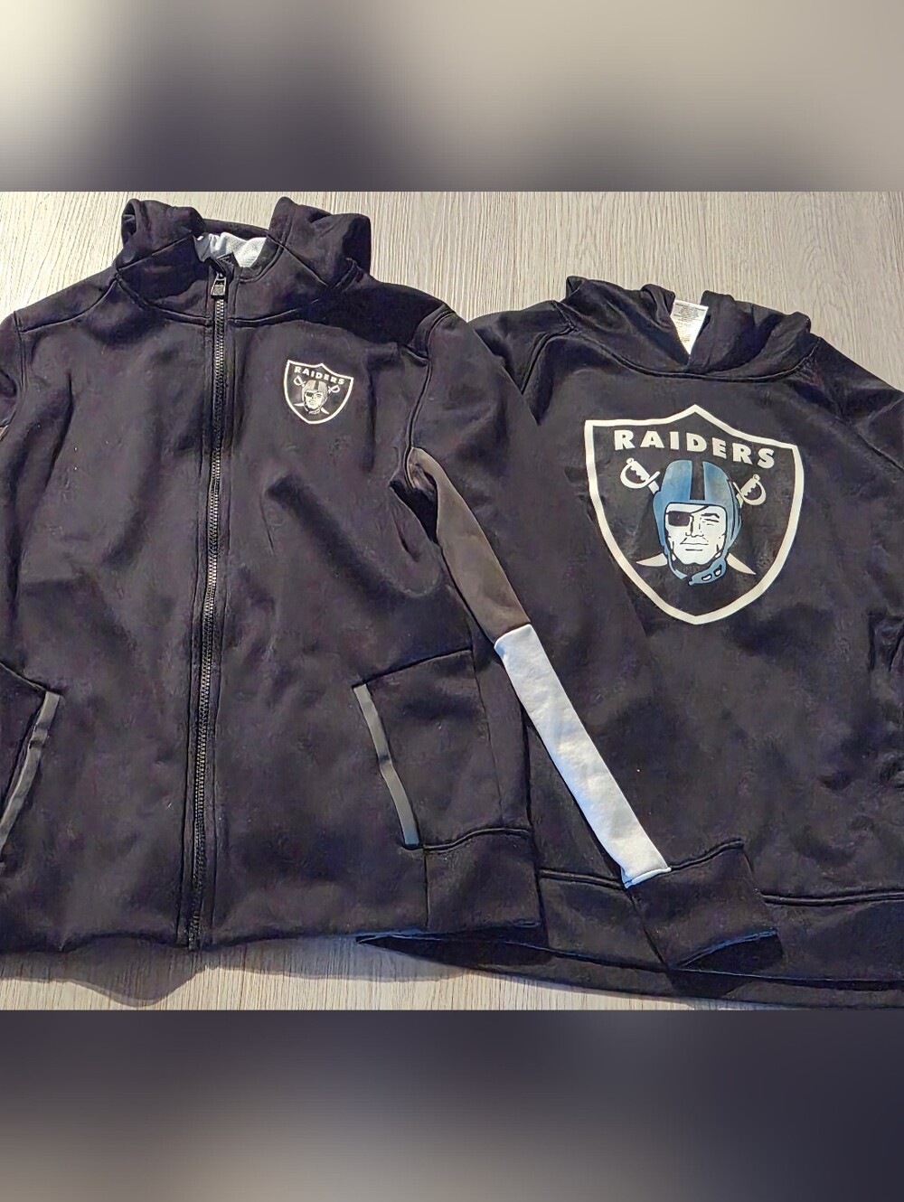 NFL Kids Black Raiders Hoodies with Crest and Stripe